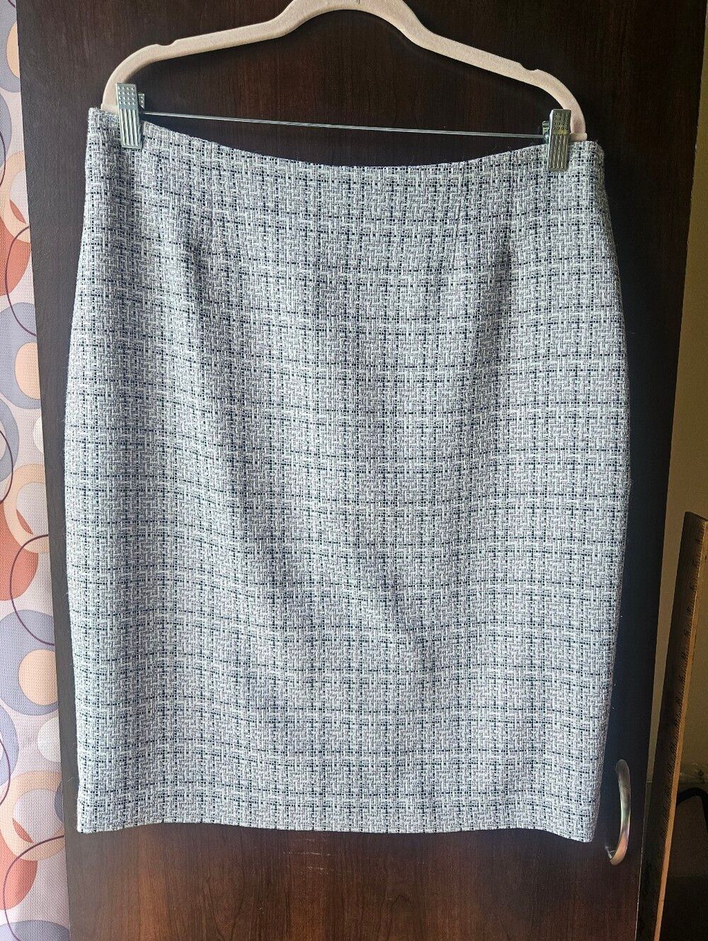 Evan Picone Tweed Pencil Skirt in Gray and Black Size 14